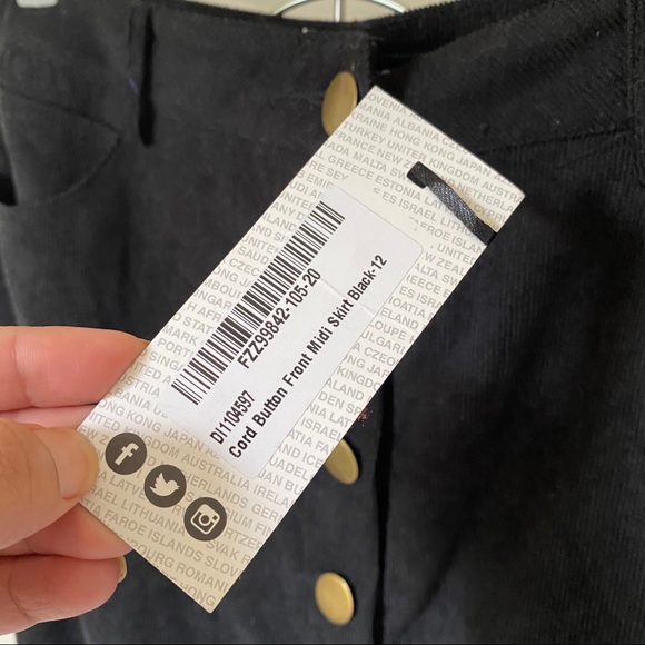 Corduroy Button Front Skirt - Picture 7 of 8